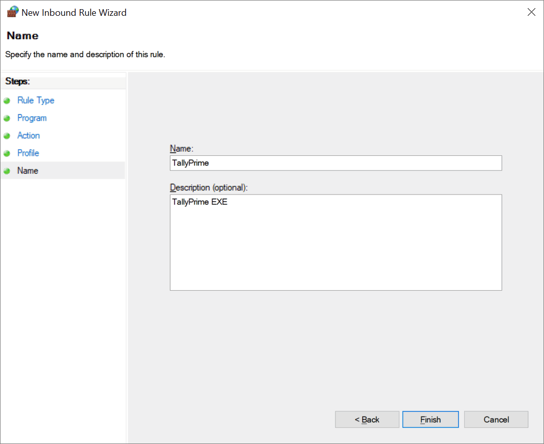 Name for Firewall Exception Rule
