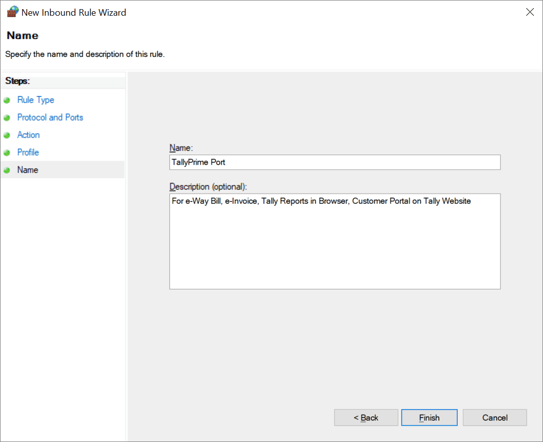 Name for Ports in Firewall Exceptions Rule