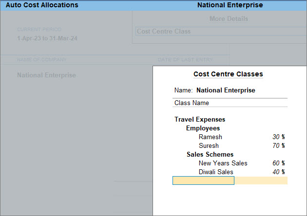 Cost-centre-Class