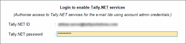 Login to Enable Tally.NET Serivices