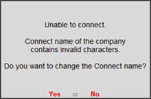 The Unable to Connect Message