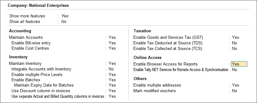 Enable Browser Access to Report Under F11 in TallyPrime