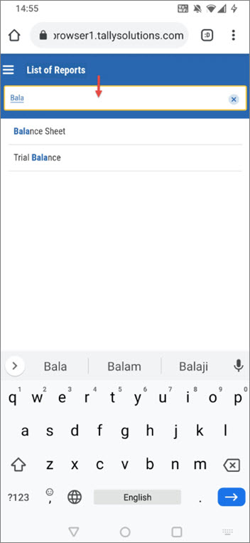 Search Box to Search TallyPrime Reports While Browsing