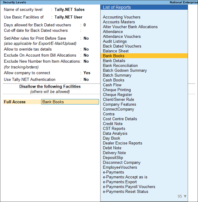 Security for Specific Reports