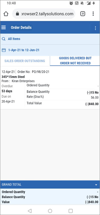 View Goods Delivered but Order Not Received in Browser