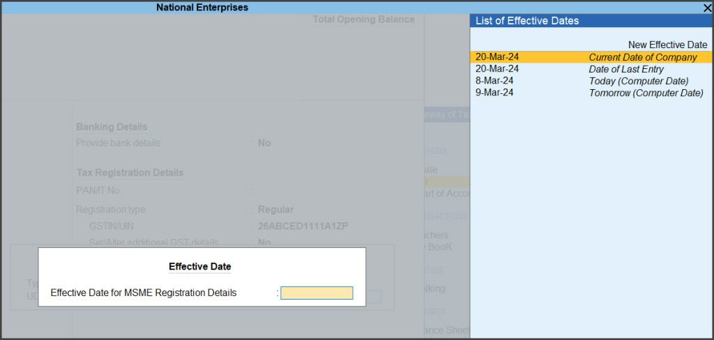 ledger effective date