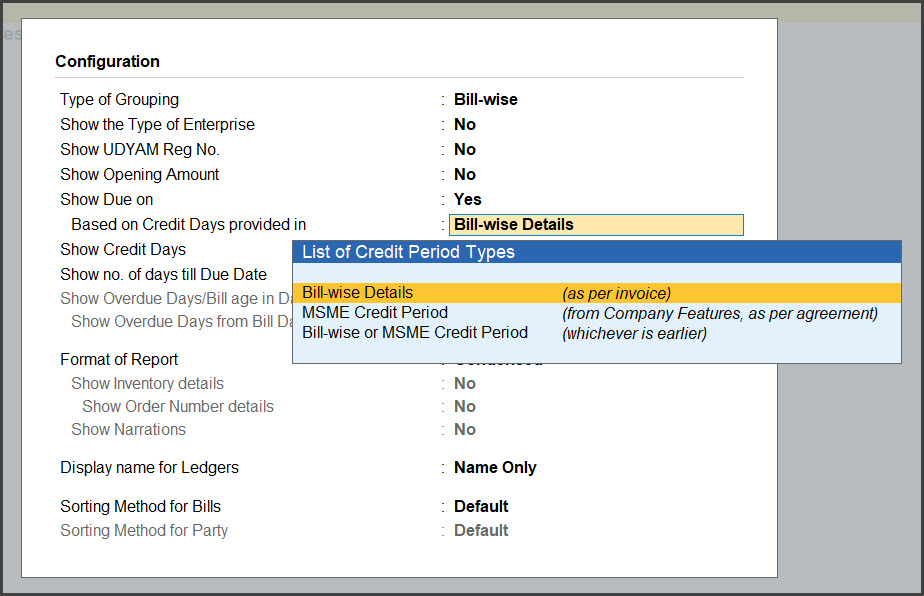 payables config