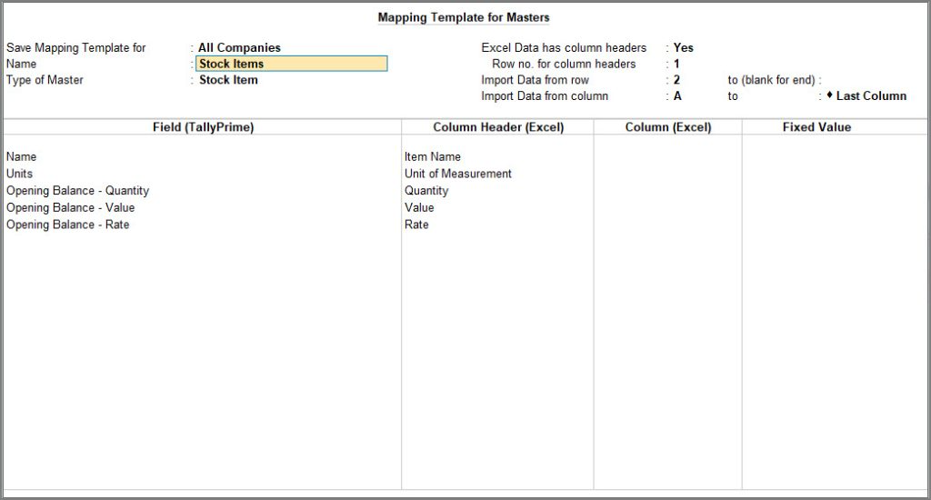 Mapping Template For Masters
