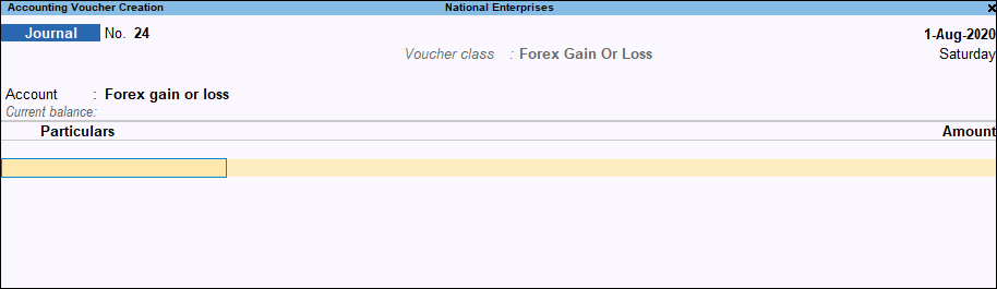 Forex Gain or Loss Using Voucher Class in TallyPrime
