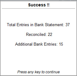 bank statement import success message
