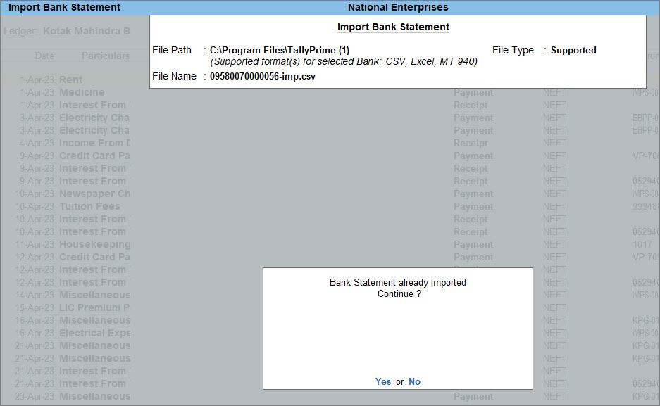 Reimport statement