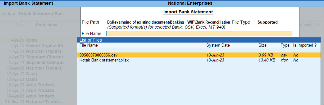Import bank statement
