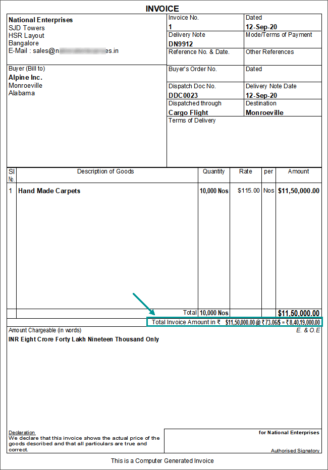 Print with Foreign Currency in TallyPrime
