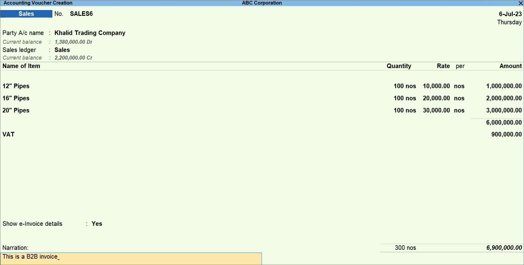 Sales Invoice in TallyPrime