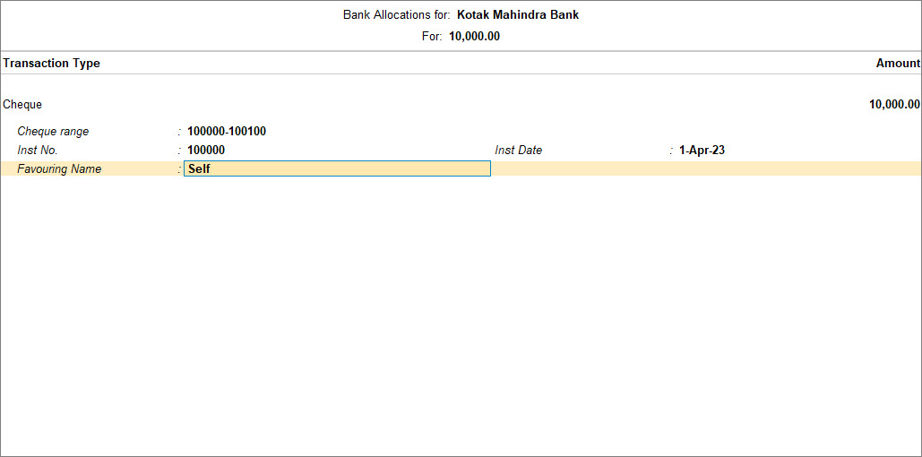 Bank allocation self
