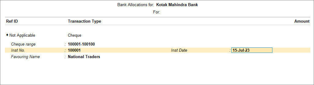 Blank cheque