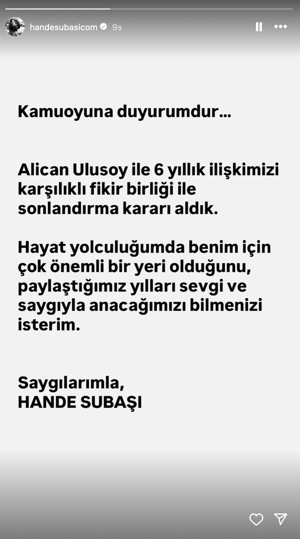 hande subasi sevgilisinden ayrildi