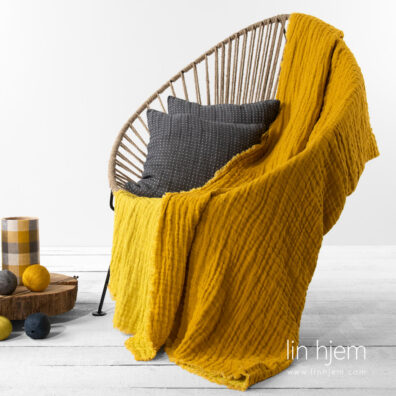 Tosidig linpledd i gul farge.