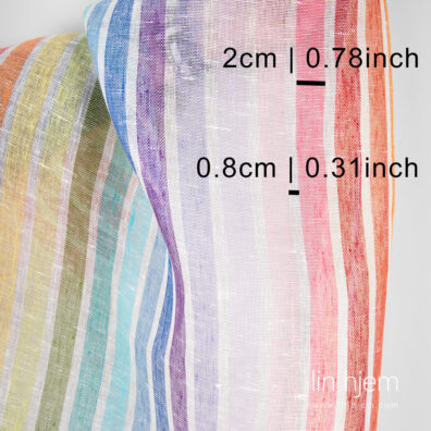 Linstoff i regnbue striper, gjennomsiktig.