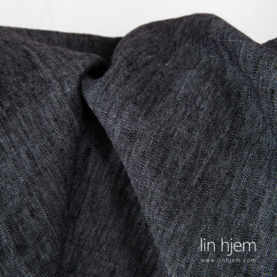 Svart/grått vasket melange linstoff.