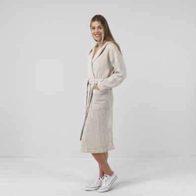 VERO lysegrå halvlin morgenkåpe dame