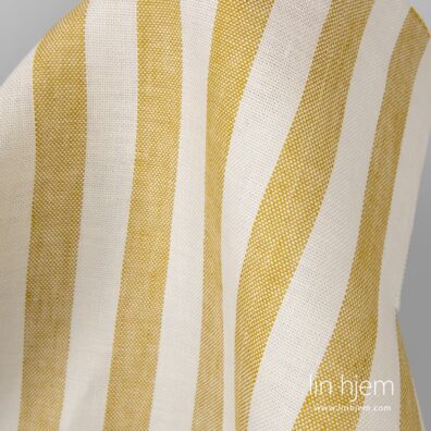 Stripete linstoff i gul/hvit.