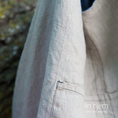 Lin veske i grå og blå farge, tosidig.