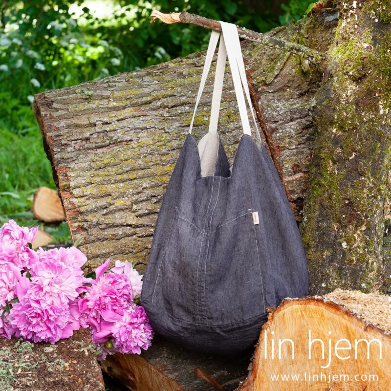 Gr&aring; veske i lin, bombero.