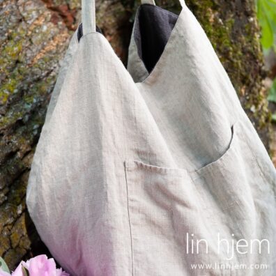 Veske av lin, grå farget.