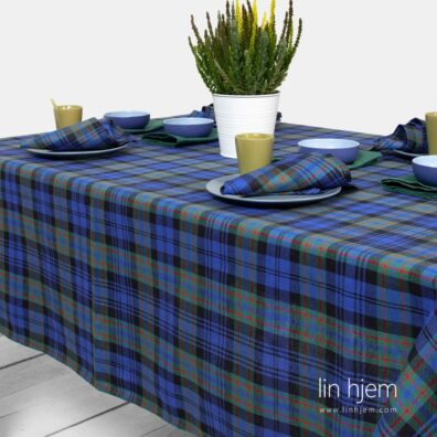 Blå farget duk, karo.