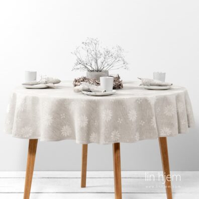 Rund(oval) grå duk, mysti.