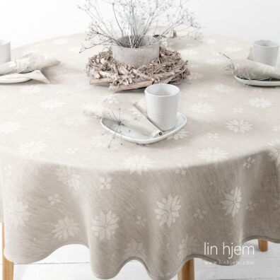 Grå farget rund duk, mysti.