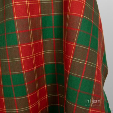 Grønt/rødt halvlin stoff.