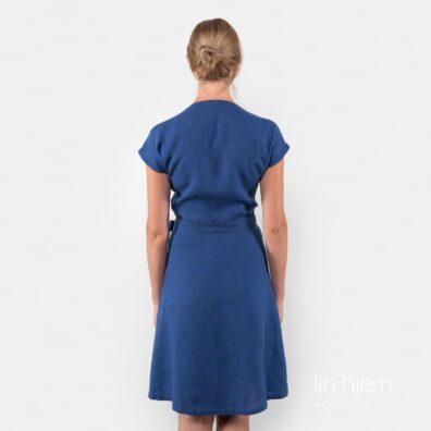 Blå kjole i 100% lin.