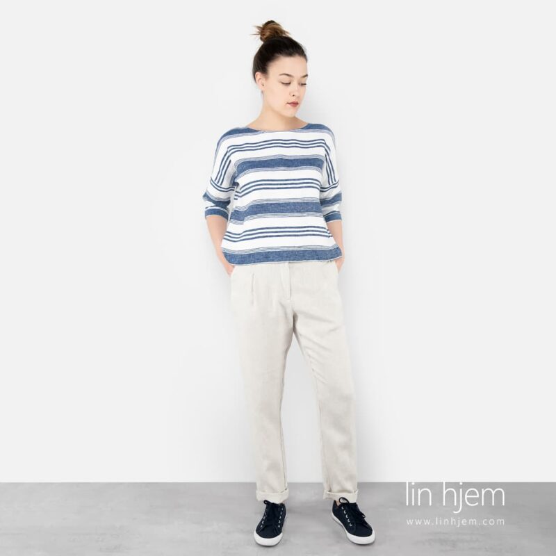 Lysegr&aring; bukse av lin, poki.