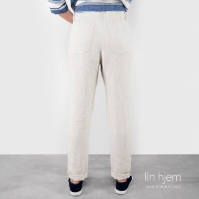 Lysegrå bukse av 100% lin, poki.