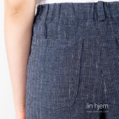 Poki bukse av lin, blå.