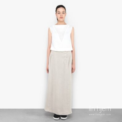 Grått skjørt av 100% lin, levi.