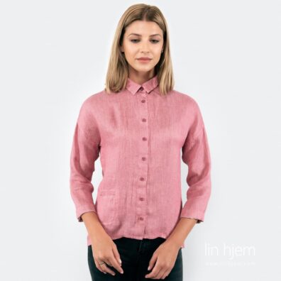 Rosa bluse av lin, eli.