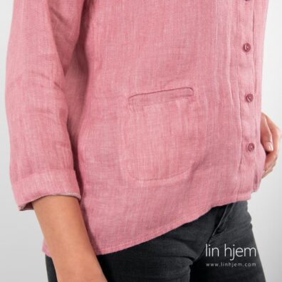 100% lin bluse i rosa.