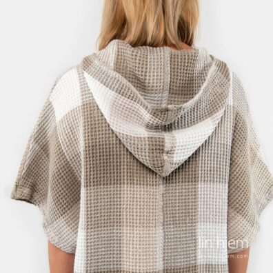 Lin-bomull poncho, grå, bingo.