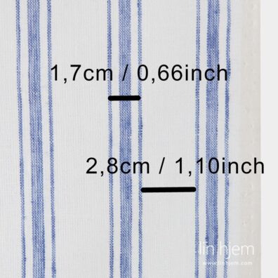 Stripete linstoff, blå, hvit.