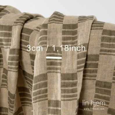 Grønt gult 100% linstoff, vasket.