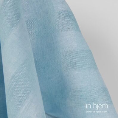 100% linstoff i ruter, lyseblått, gjennomsiktig.