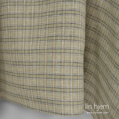 Grønn farget 100% linstoff i ruter.