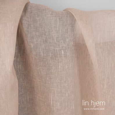 Brunaktig 100% linstoff, gjennomsiktig.