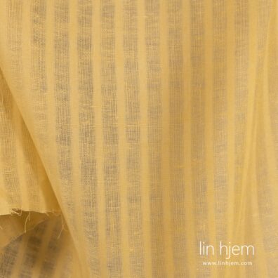 100% linstoff i gul farge, stripete.