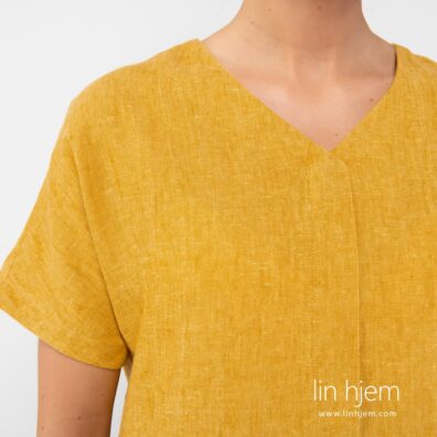 Kjole av 100% lin, gul.