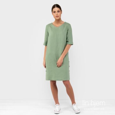 Grønn kjole av lin.