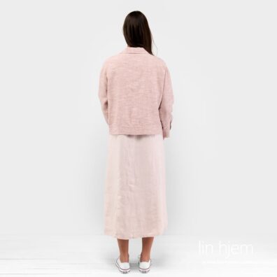Rosa jakke av lin-bomulls stoff.